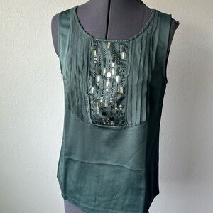 Banana Republic top size Small olive Green with beading jeweled capped sleeves